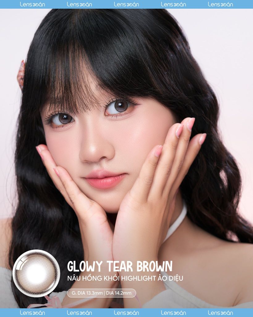 Glowy Tear Brown OLENS 1 tháng chất liệu Puscon tone nâu hồng khói