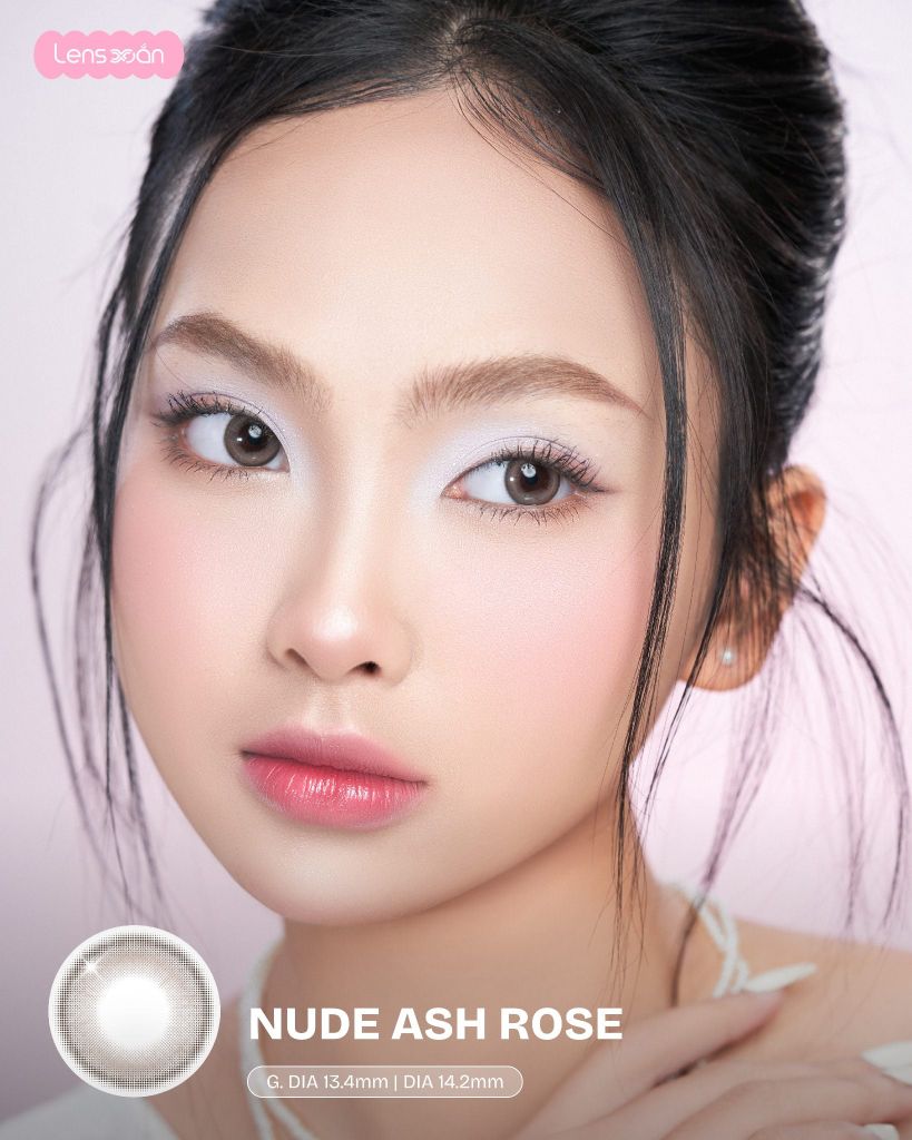 Nude Ash Rose Qrsessed lens nâu hồng khói G.DIA 13.4mm tự nhiên