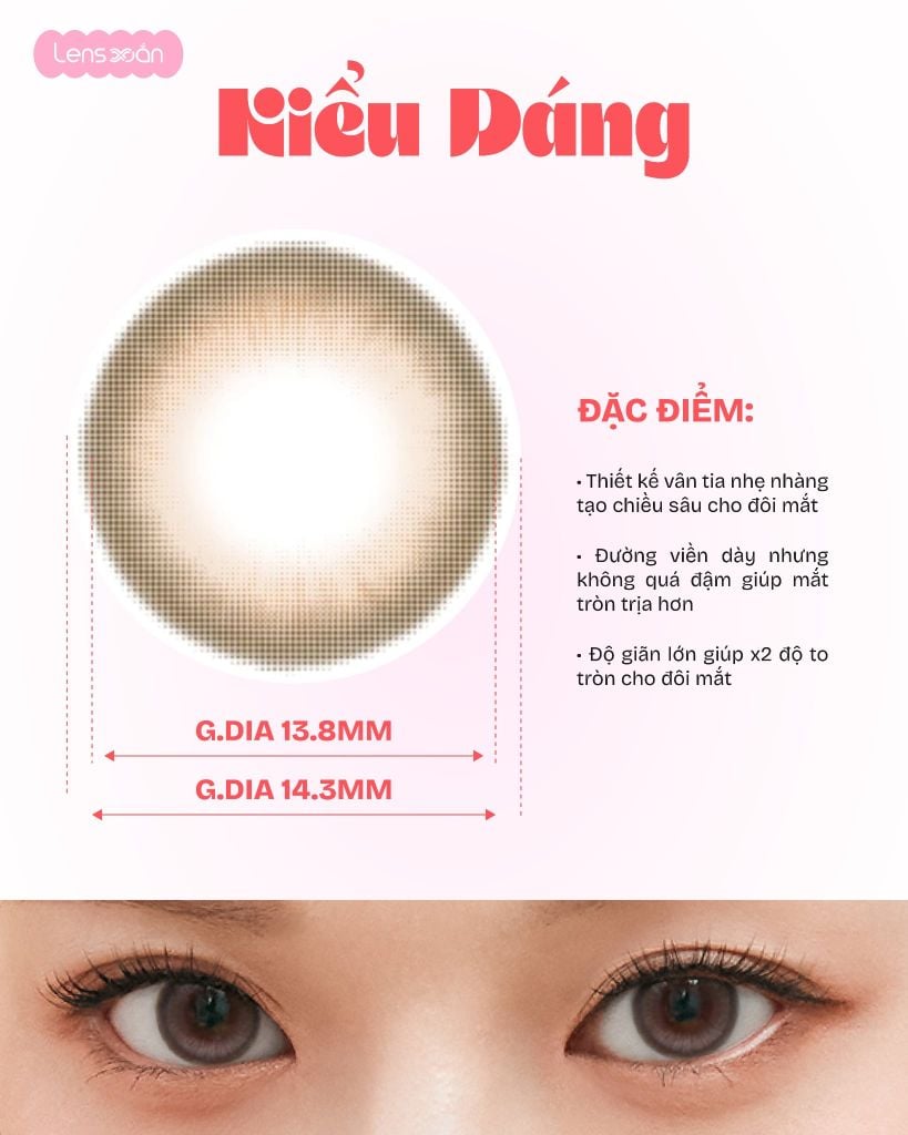 Youson Vintage Black lens đen tự nhiên giãn tròng 13.8mm chính hãng