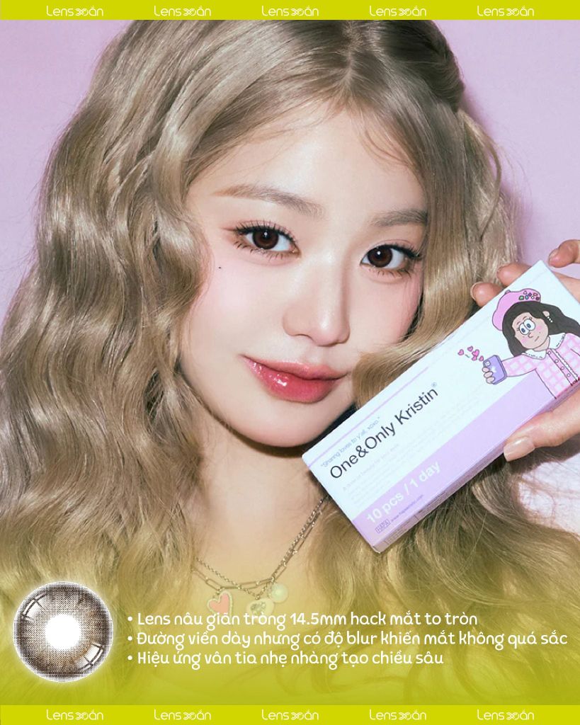 One & Only Big Plus Brown Hapa Kristin lens nâu gỗ trầm