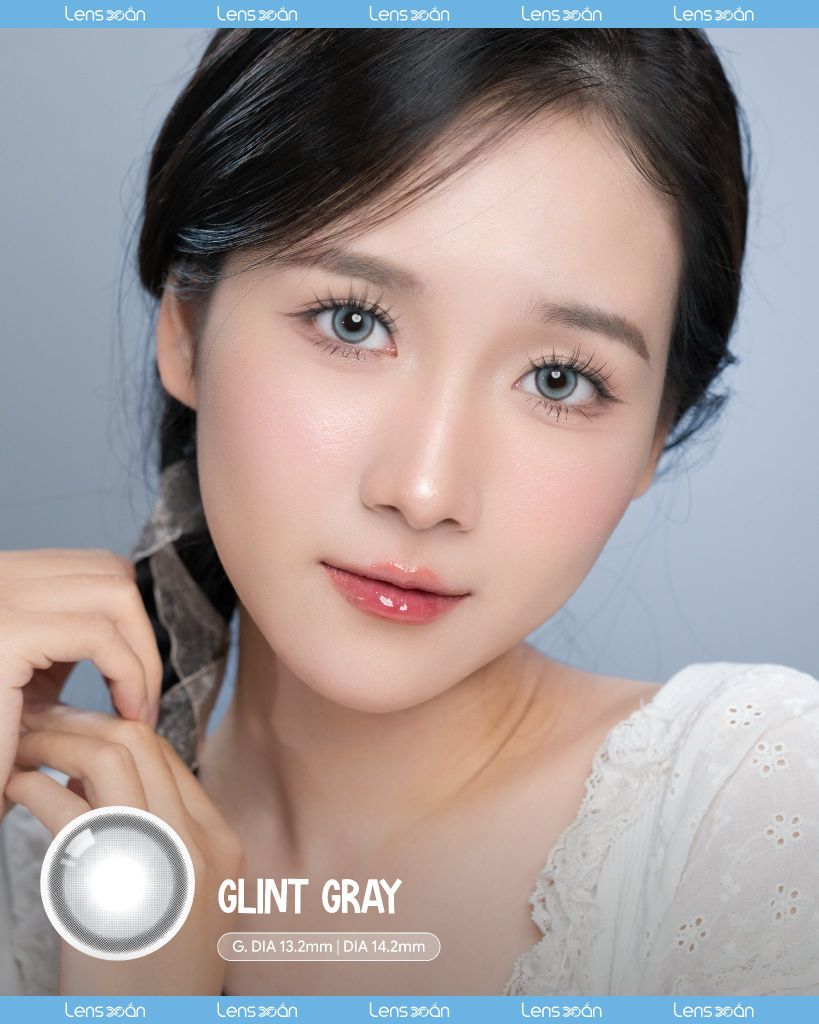 Lens Glint Gray Olola 1 ngày xám trắng sáng tây viền đậm cá tính