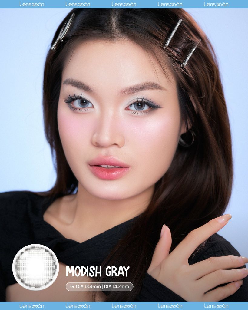 Modish Gray OLOLA – Lens xám kim loại ánh xanh pastel long lanh, bắt sáng cá tính