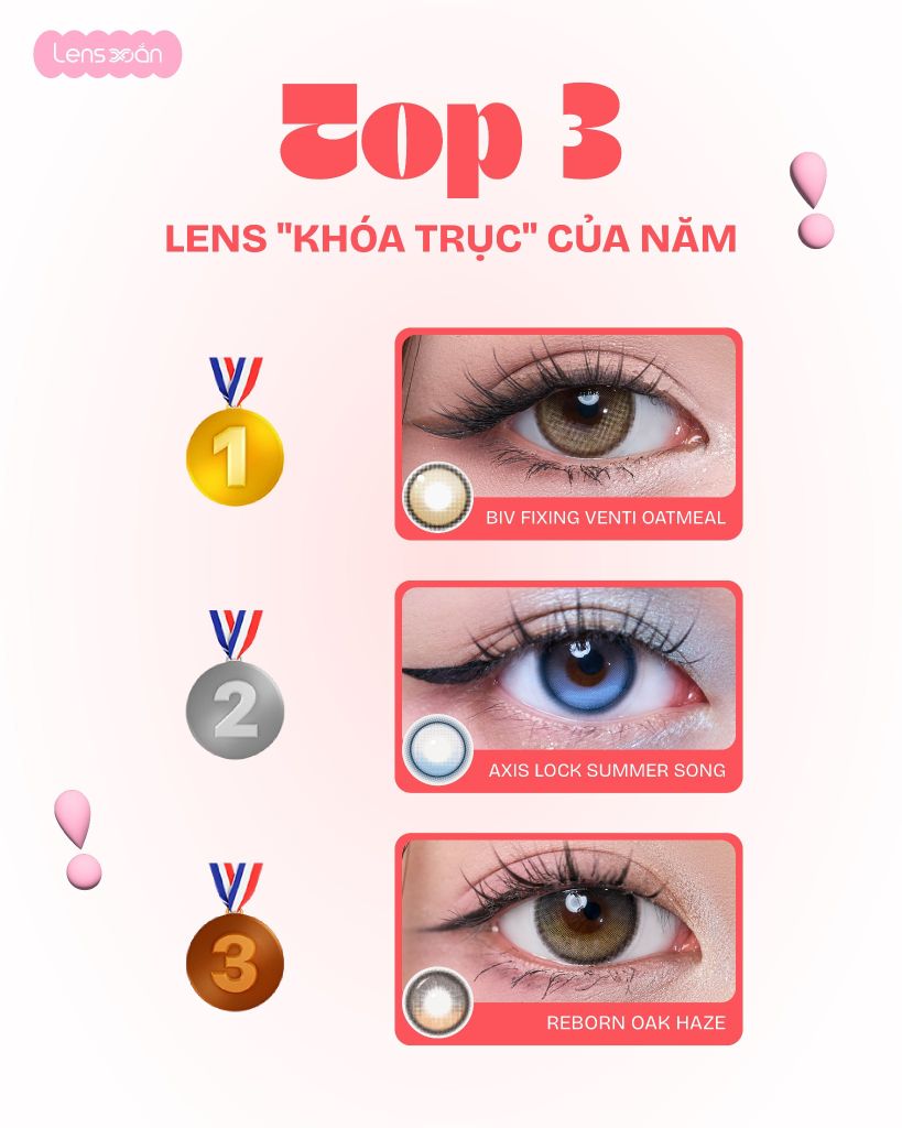 top 3 màu lens theo nhu cầu được yêu thích nhất năm 2025