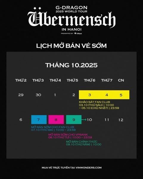 Lịch mở bán vé G-DRAGON 2025