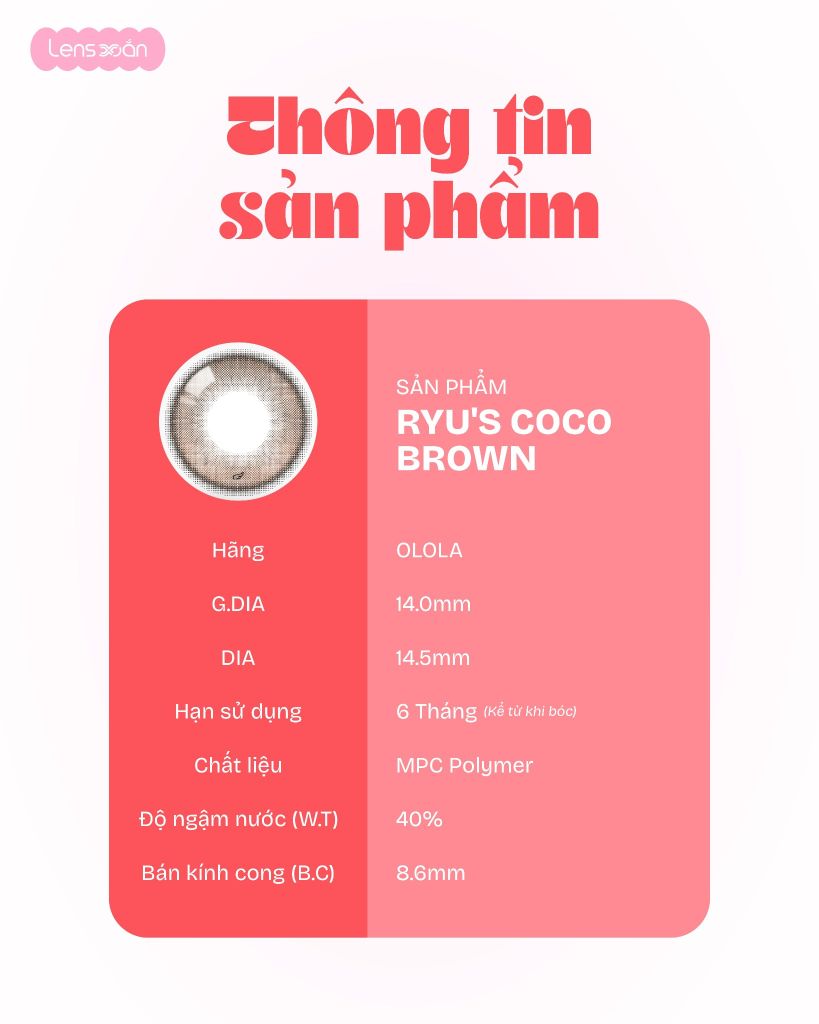 Ryu’s Coco Brown OLens lens nâu cam nude giãn tròng 14.5mm chính hãng