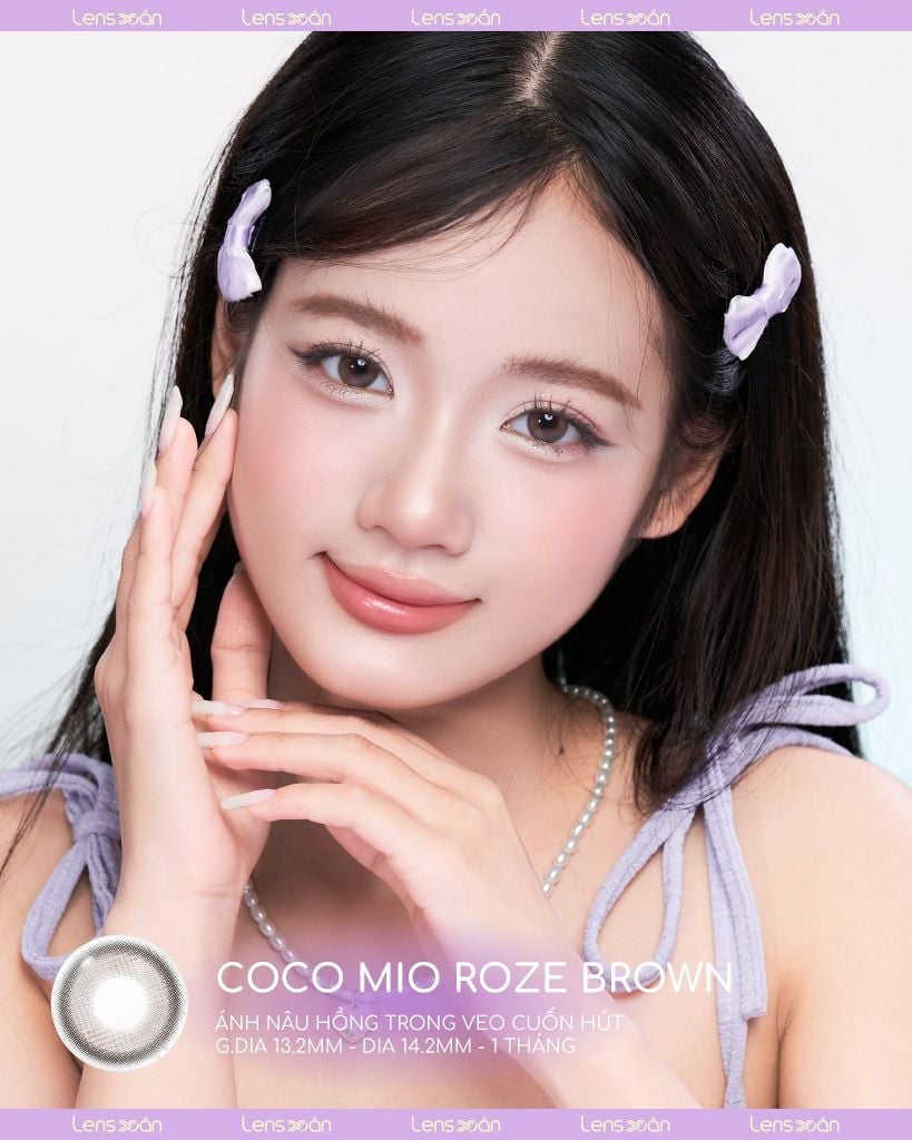 COCO MIO ROZE BROWN – Lens nâu hồng trong veo tự nhiên từ Lens Xoắn