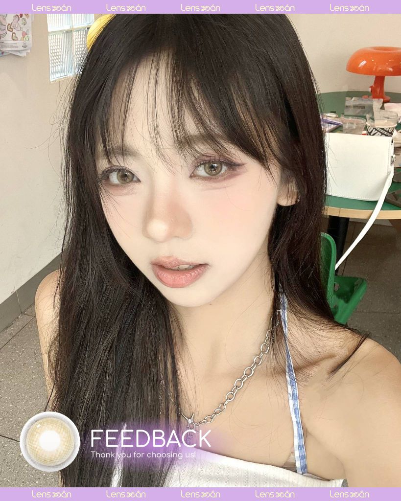 Lens BADCAT BEIGE Idol Lens màu nâu bơ lạnh pha ánh vàng tự nhiên, chất liệu Hydrogel cao cấp