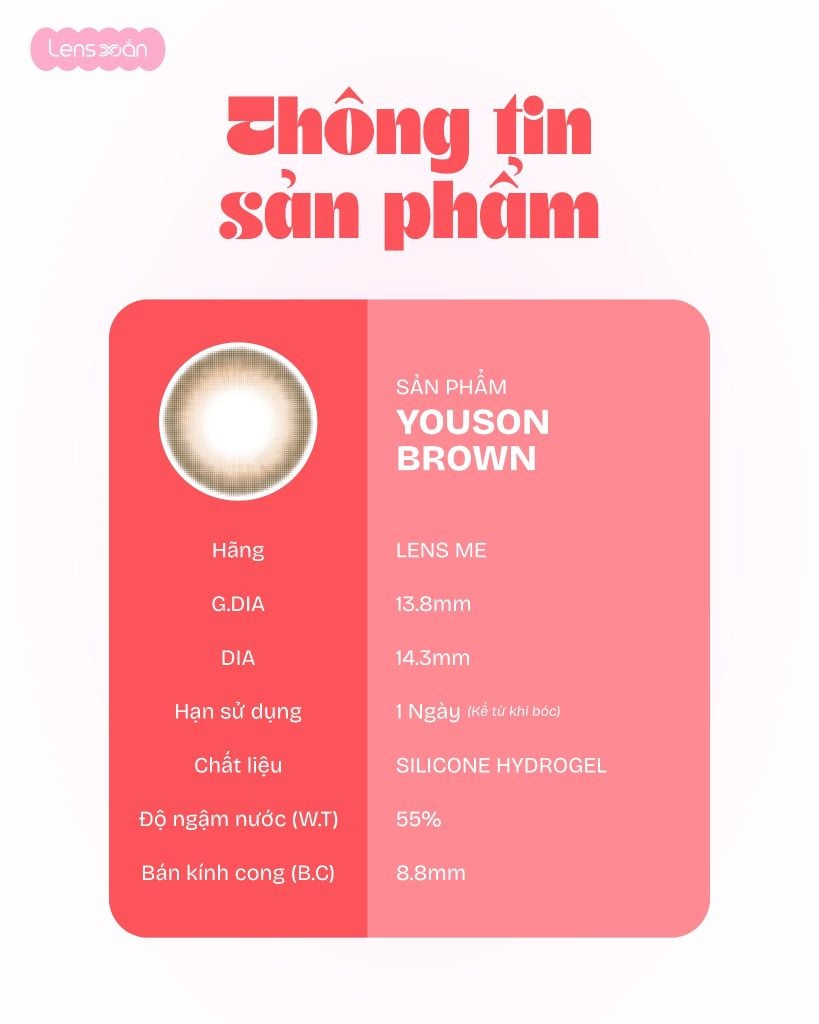 Youson Vintage Black lens đen tự nhiên giãn tròng 13.8mm chính hãng