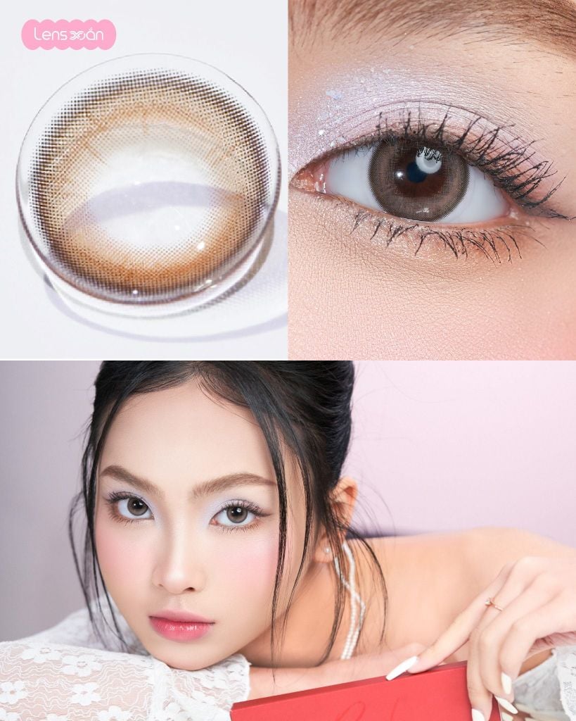 Nude Ash Rose Qrsessed lens nâu hồng khói G.DIA 13.4mm tự nhiên