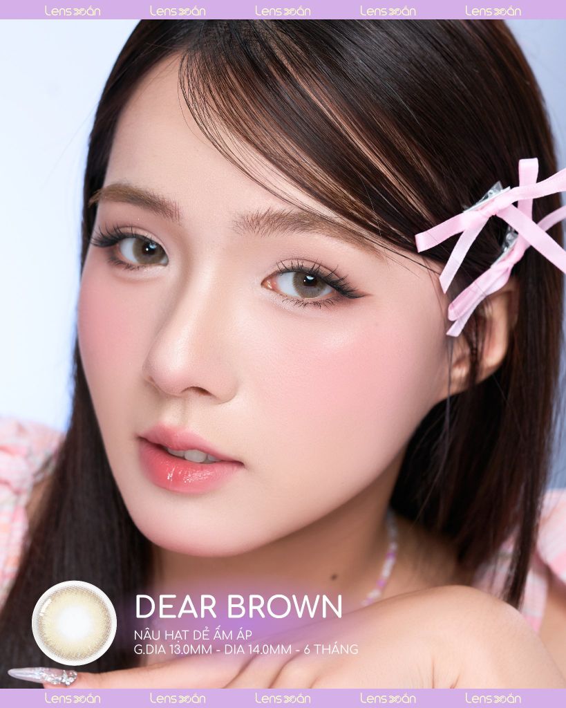 Lens DEAR BROWN OLENS màu nâu hạt dẻ pha ánh vàng nhẹ, ảnh chụp lens trong ánh sáng tự nhiên.