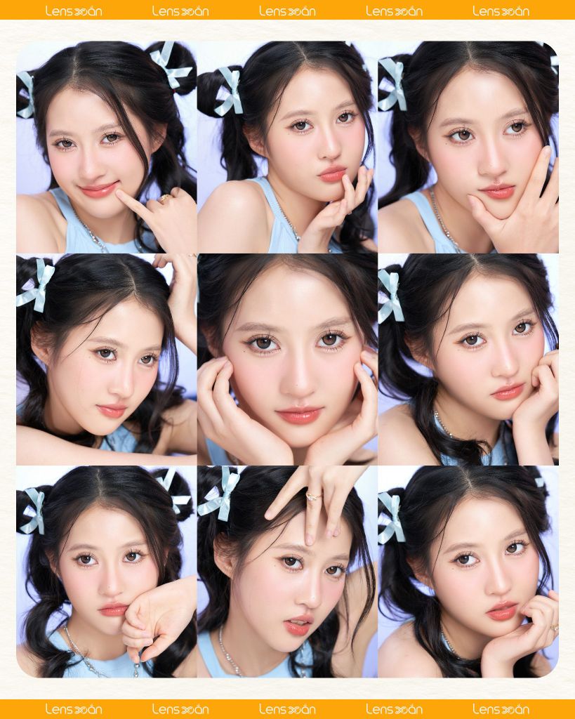 BIG GLOWY MOCHA BROWN – Lens nâu mocha mắt ướt, hack size búp bê