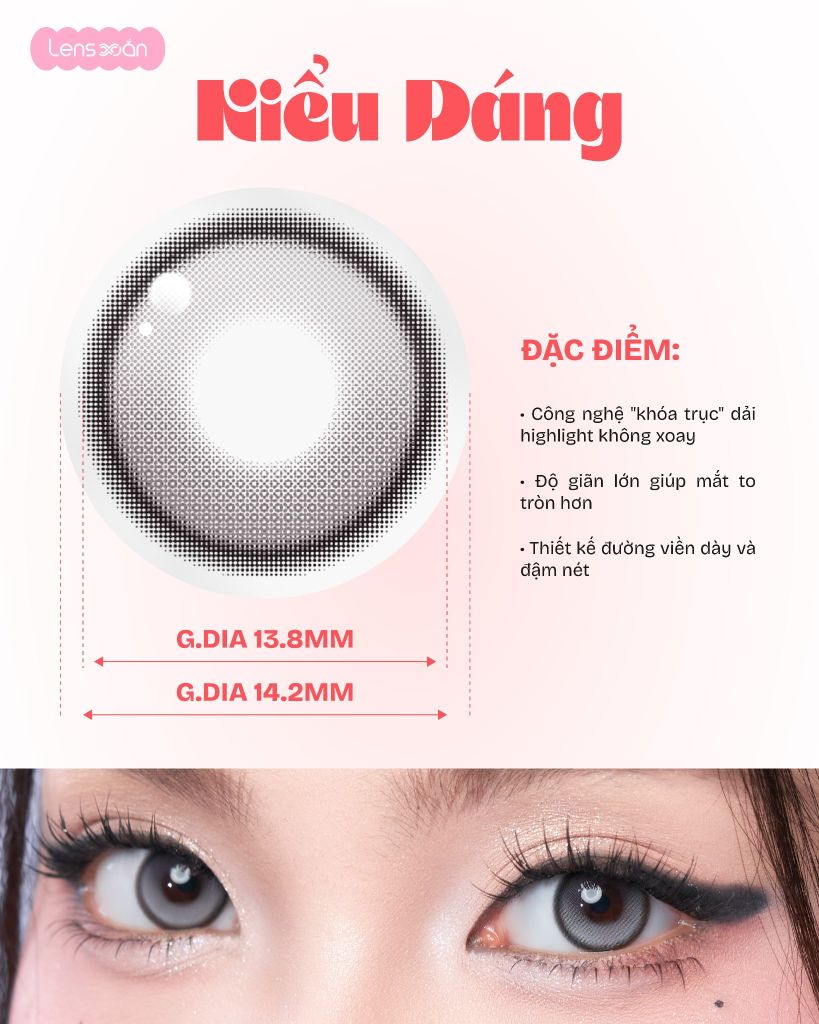 BIV Fixing Venti Charcoal lens xám than highlight khóa trục MYFIPN