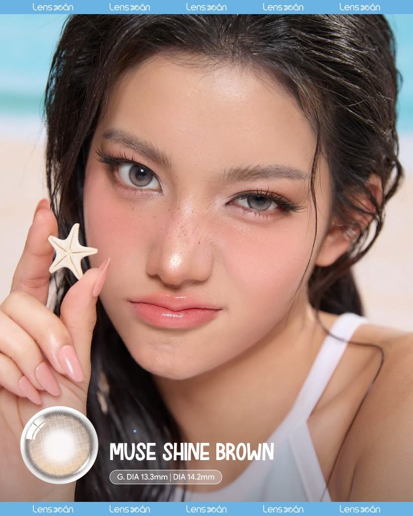 Review Muse Shine Brown OLENS nâu lạnh highlight đeo mắt thật tự nhiên