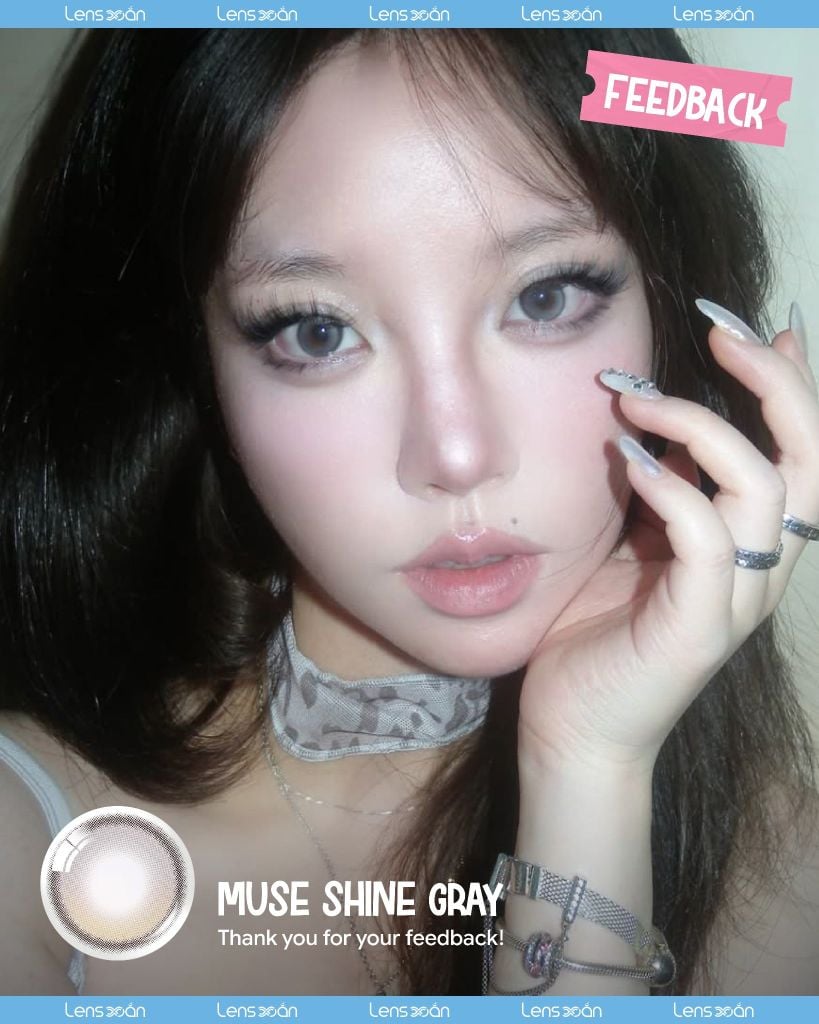 Muse Shine Gray OLENS – Lens xám khói dịu nhẹ chất liệu Puscon tại Lens Xoắn