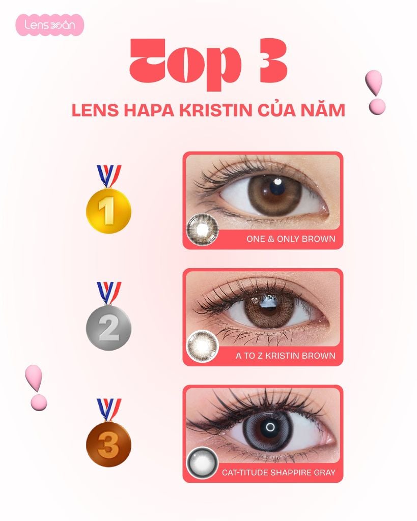 top 3 màu lens theo nhu cầu được yêu thích nhất năm 2025