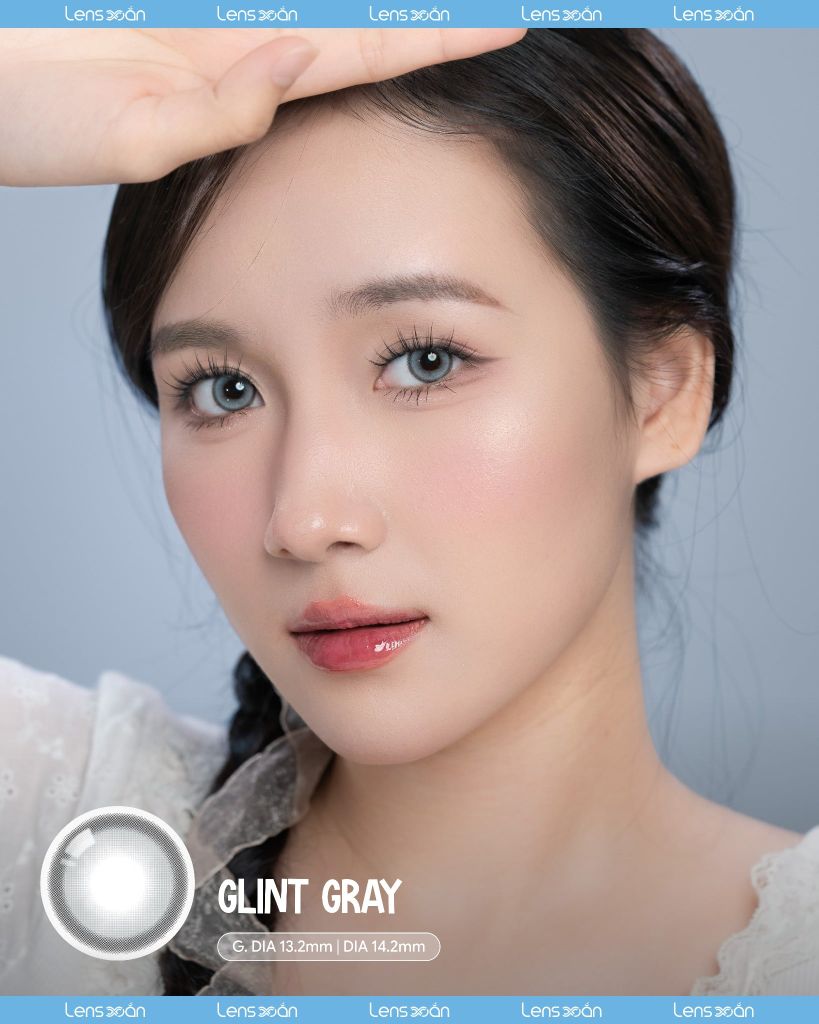 Lens Glint Gray Olola 1 ngày xám trắng sáng tây viền đậm cá tính