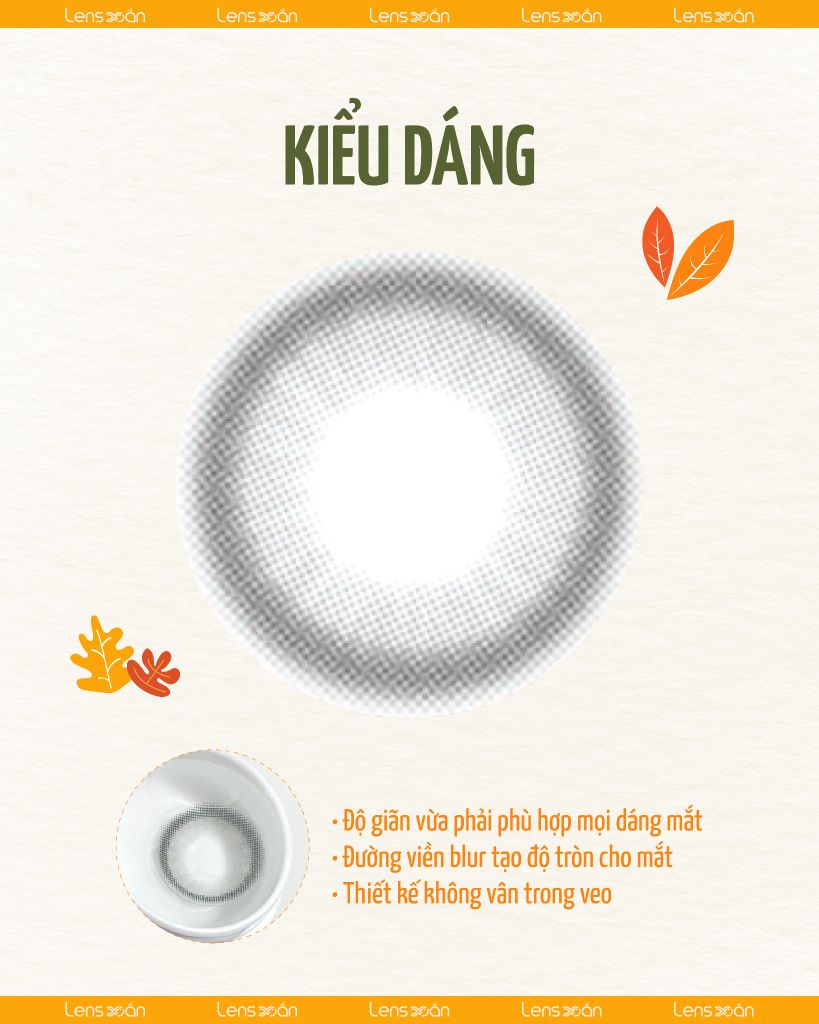 Lens xám khói Tearing Gray – màu trong veo, viền mảnh, cho ánh nhìn tự nhiên