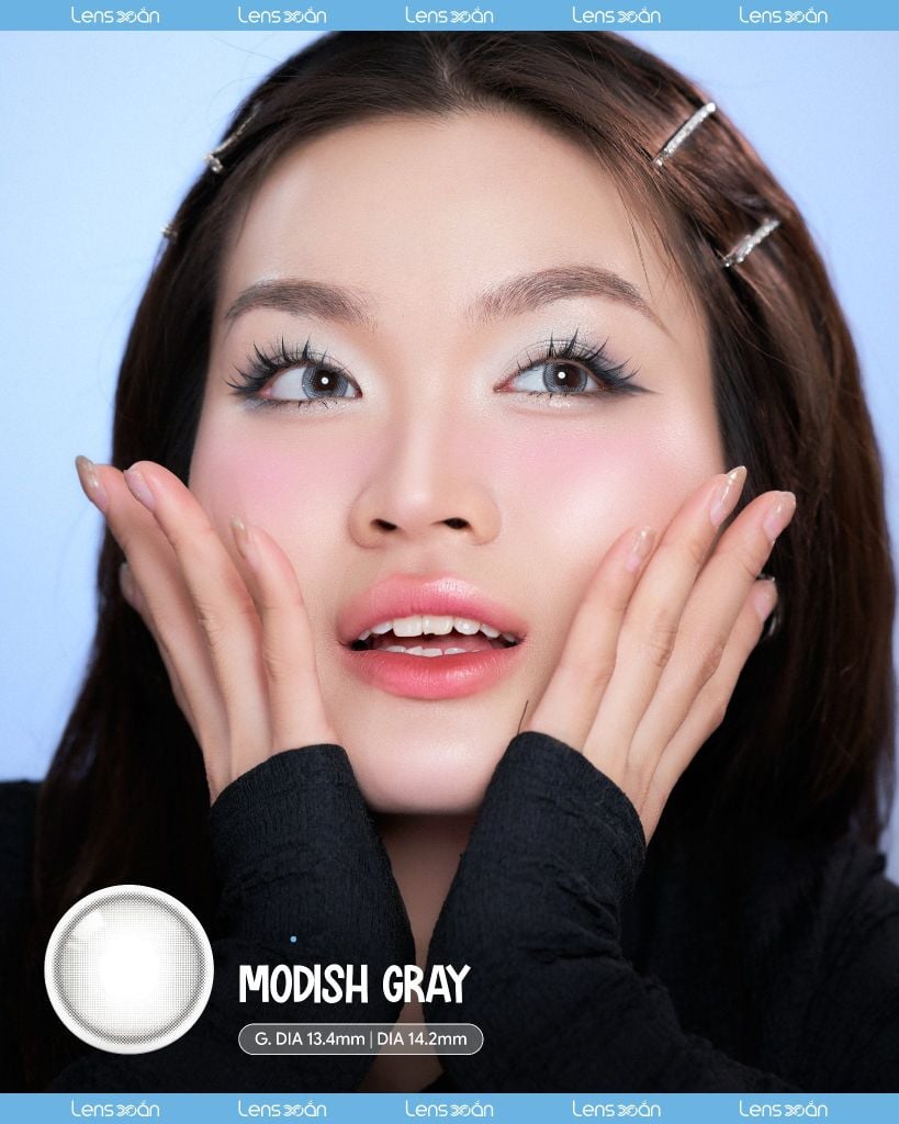 Modish Gray OLOLA – Lens xám kim loại ánh xanh pastel long lanh, bắt sáng cá tính
