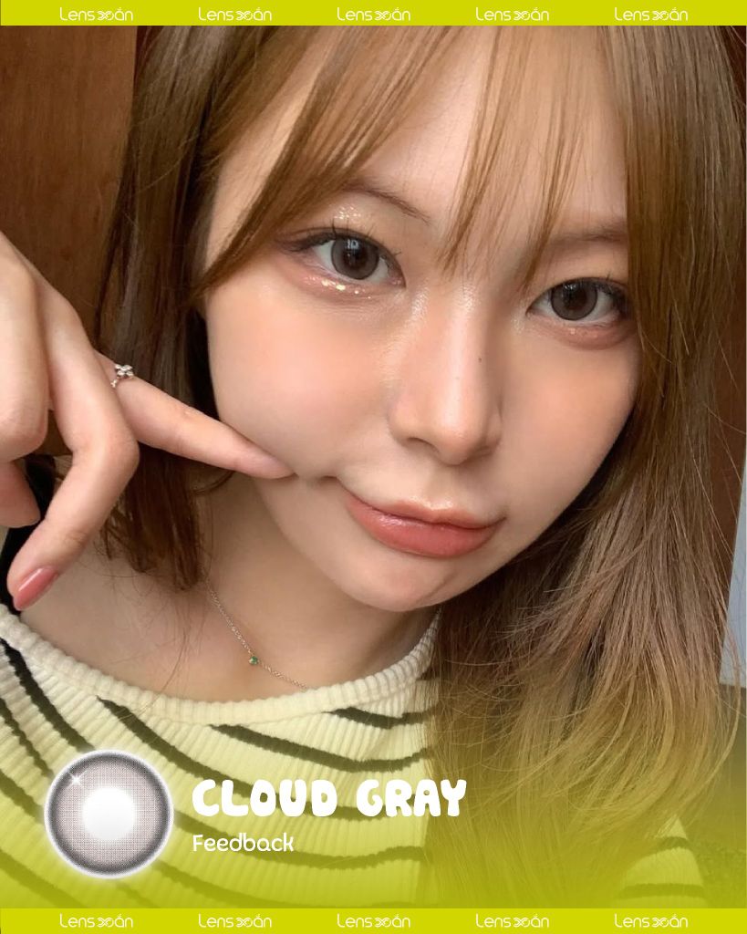 Cloud Gray Qrsessed lens xám sữa ánh hồng pastel 1 ngày