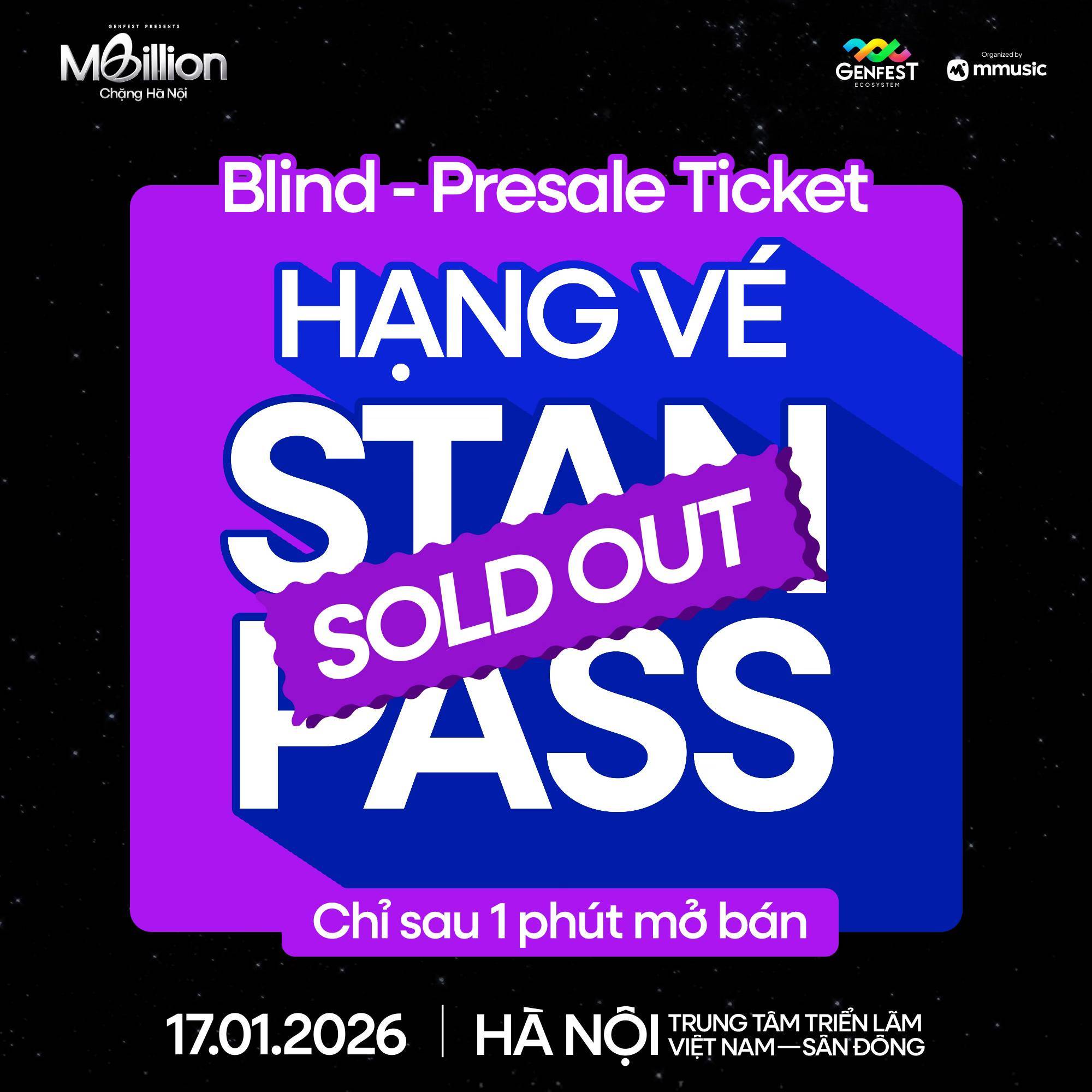 Poster thông báo GENfest Presents MBILLION Hà Nội 17.01.2026 – thông tin vé và hướng dẫn mua vé