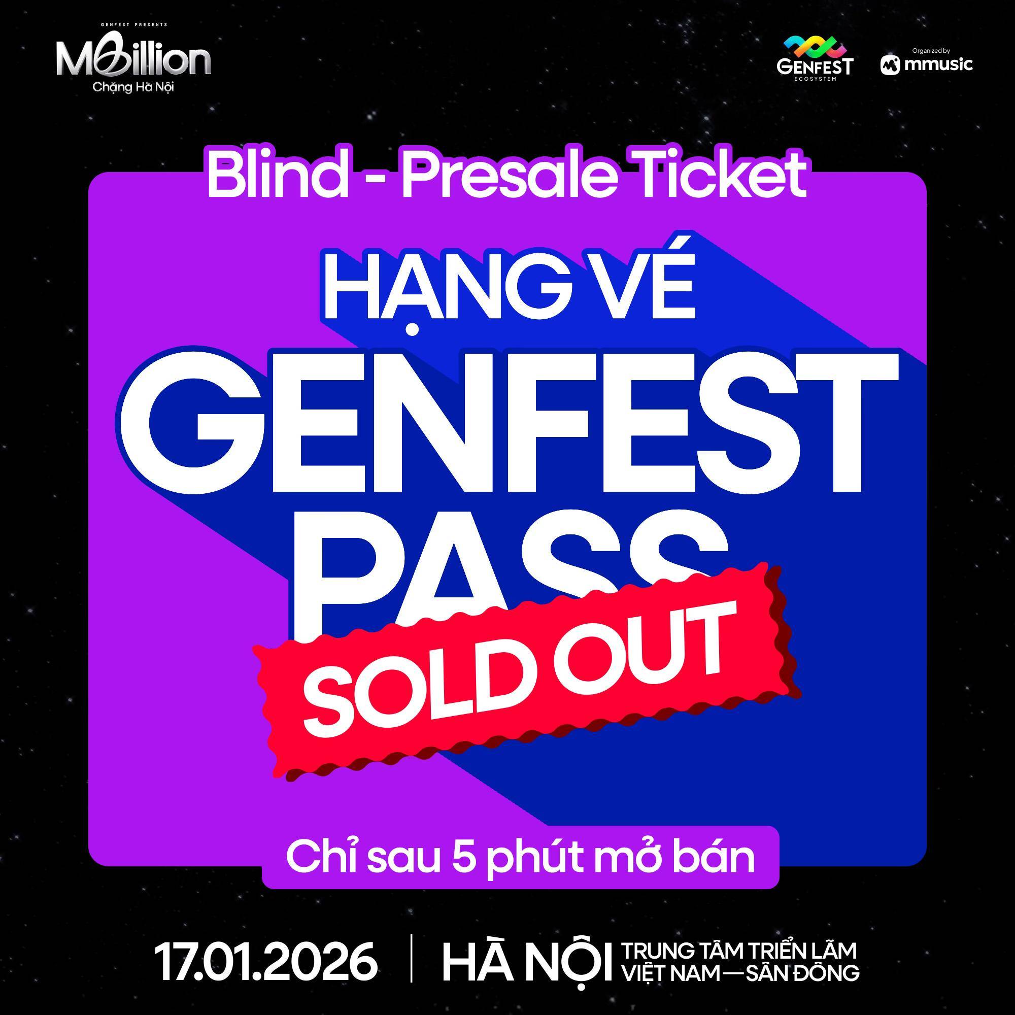 Poster thông báo GENfest Presents MBILLION Hà Nội 17.01.2026 – thông tin vé và hướng dẫn mua vé