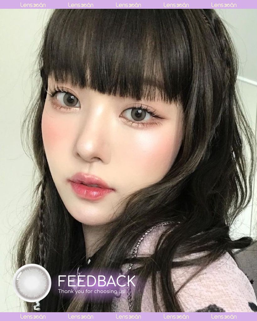 Lens Dear Gray OLENS màu xám khói tinh khiết, ánh sáng sương mai tự nhiên, ảnh chụp cận mắt trong điều kiện sáng tự nhiên.