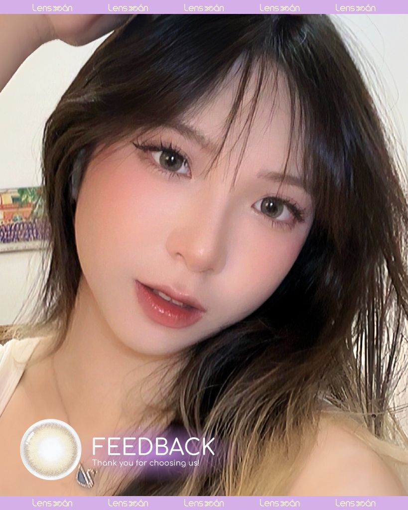 Lens DEAR BROWN OLENS màu nâu hạt dẻ pha ánh vàng nhẹ, ảnh chụp lens trong ánh sáng tự nhiên.