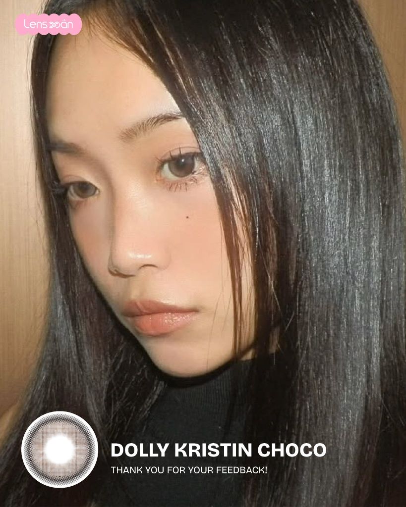 Dolly Kristin Choco lens nâu choco highlight ánh kem 13.6mm chính hãng