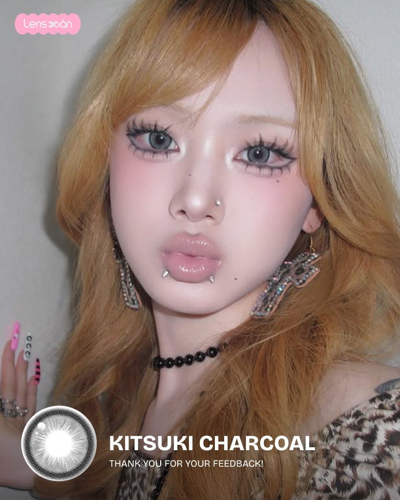 Kitsuki Charcoal MYFIPN lens xám giãn tròng 14.5 chính hãng Lens Xoắn