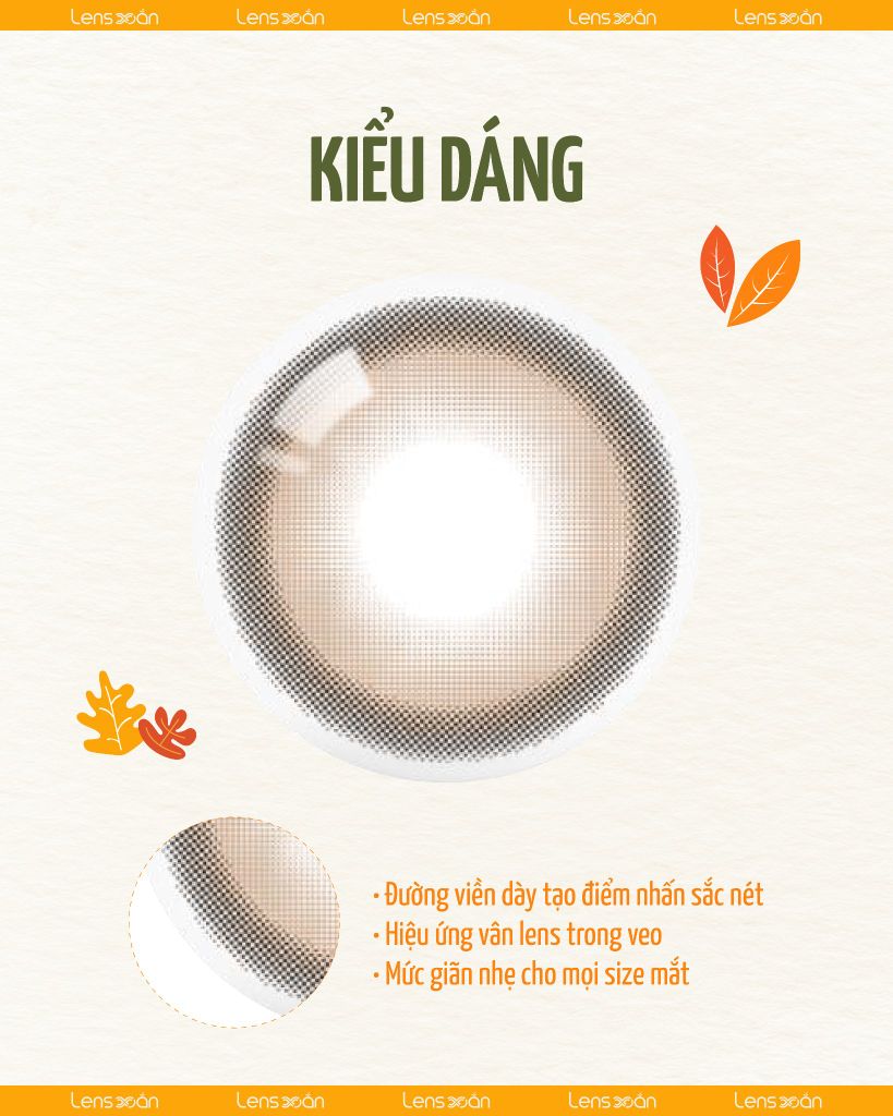 Lens Glint Brown nâu cát lạnh cá tính với viền dày nổi bật