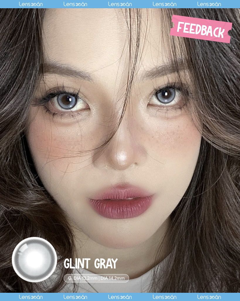 Lens Glint Gray Olola 1 ngày xám trắng sáng tây viền đậm cá tính