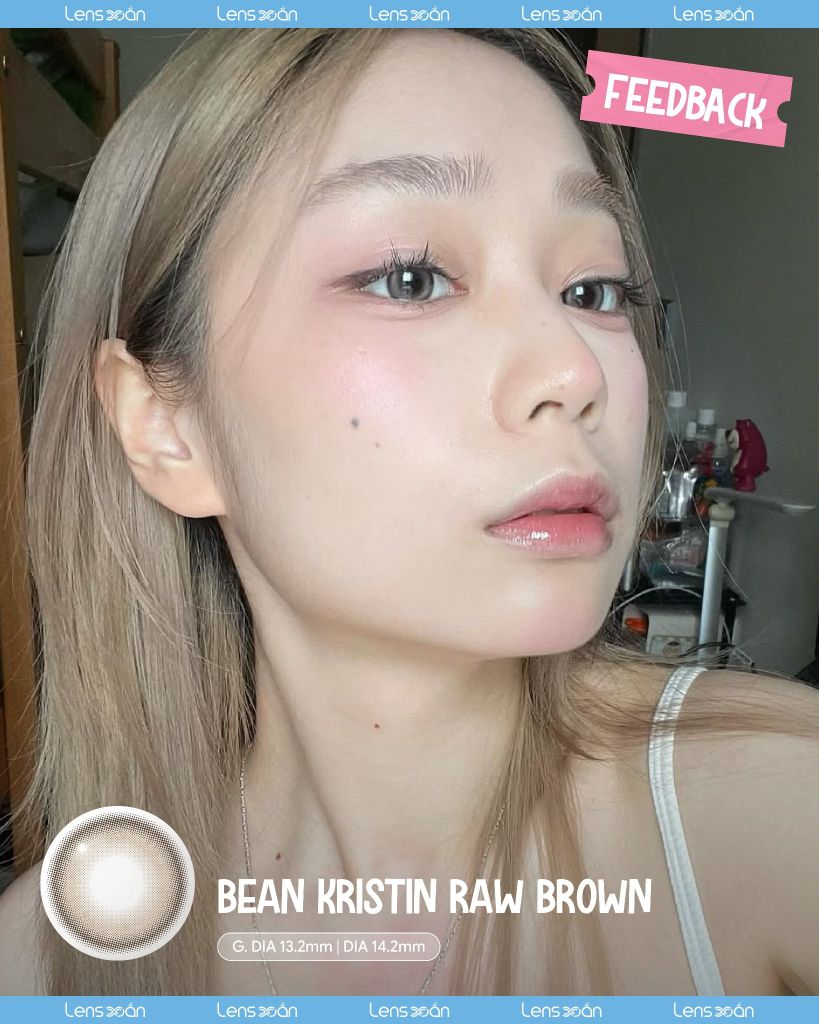 Bean Kristin Raw Brown – Lens nâu vàng hạt dẻ trong veo 1 ngày cho mắt nhạy cảm