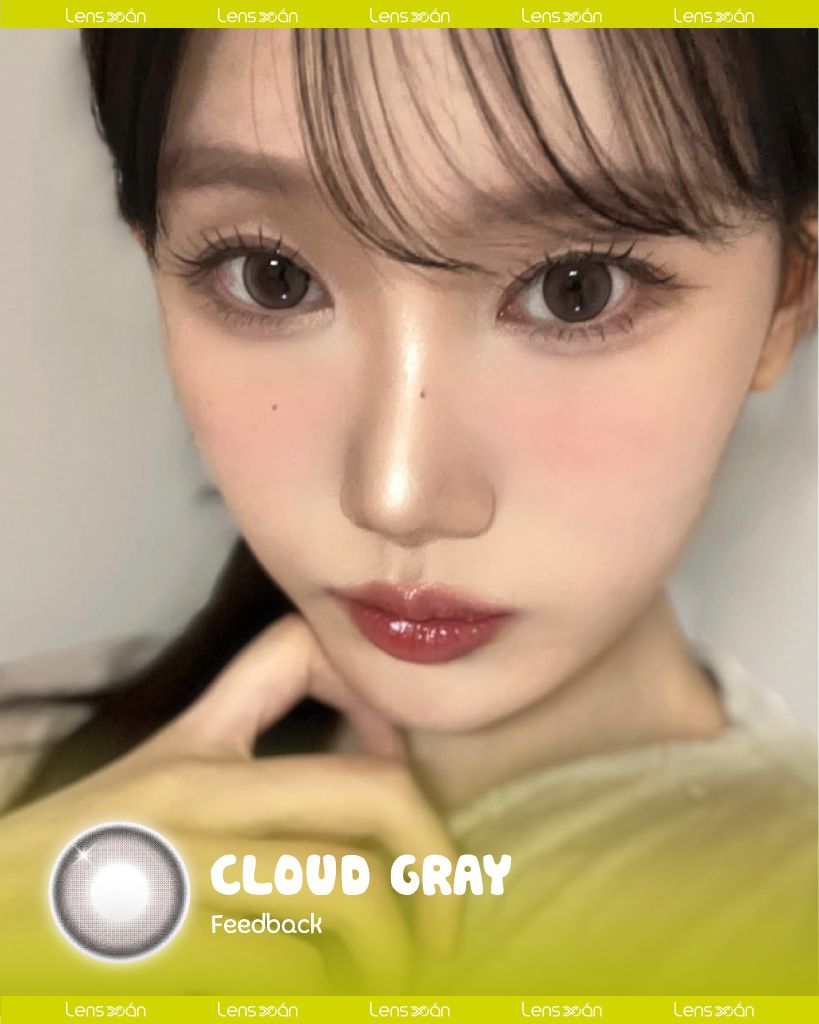 Cloud Gray Qrsessed lens xám sữa ánh hồng pastel 1 ngày