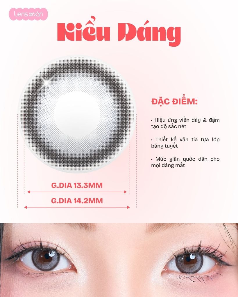 Lens Runway Gray QRSESSED ánh xám băng lạnh bắt sáng tự nhiên