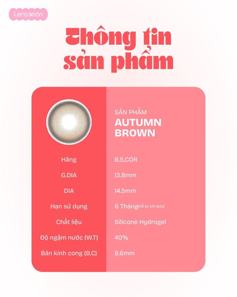 Lens Autumn Brown B.S.COR nâu vàng highlight trong trẻo trên mắt thật