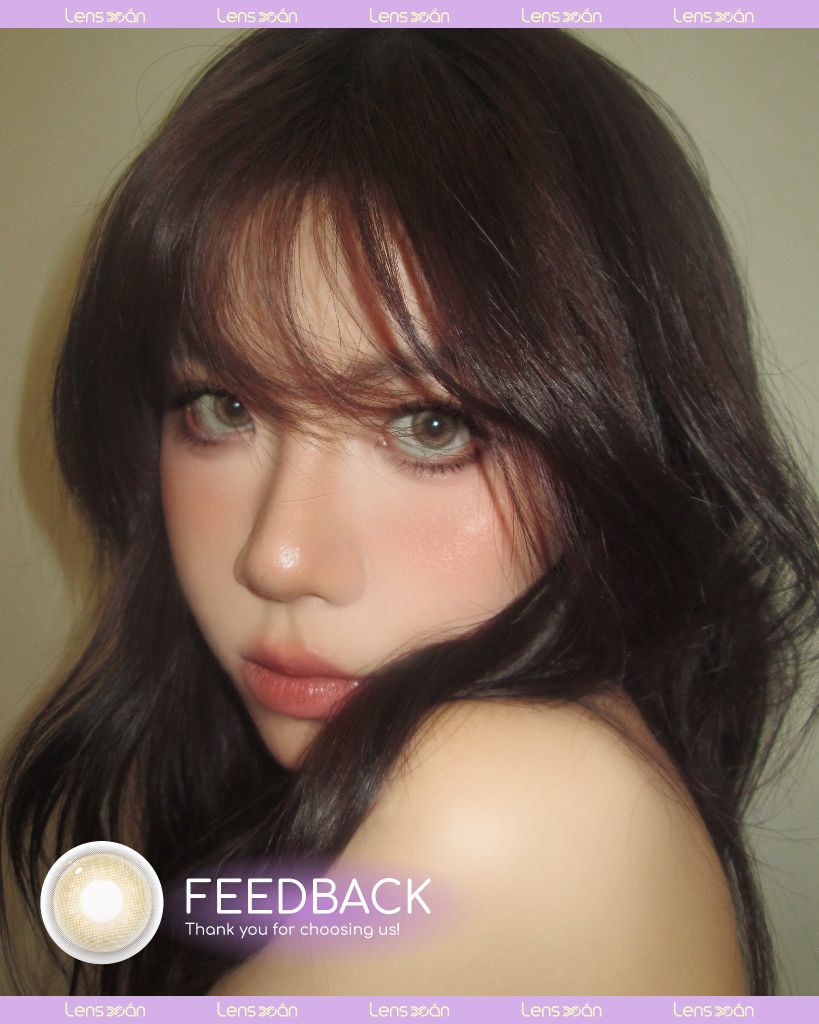 Lens BADCAT BEIGE Idol Lens màu nâu bơ lạnh pha ánh vàng tự nhiên, chất liệu Hydrogel cao cấp