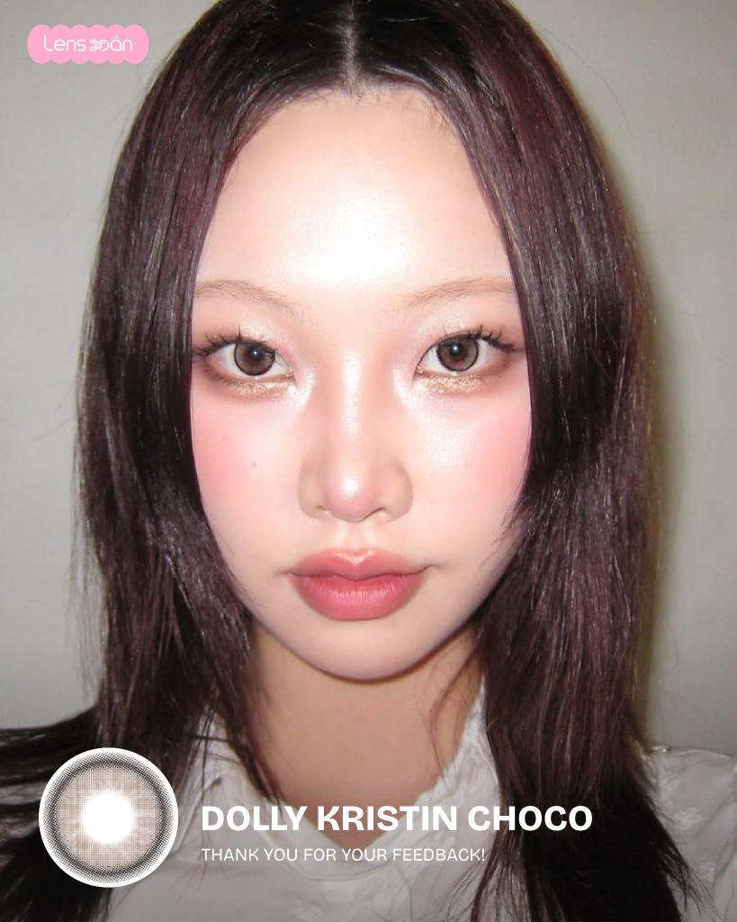 Dolly Kristin Choco lens nâu choco highlight ánh kem 13.6mm chính hãng