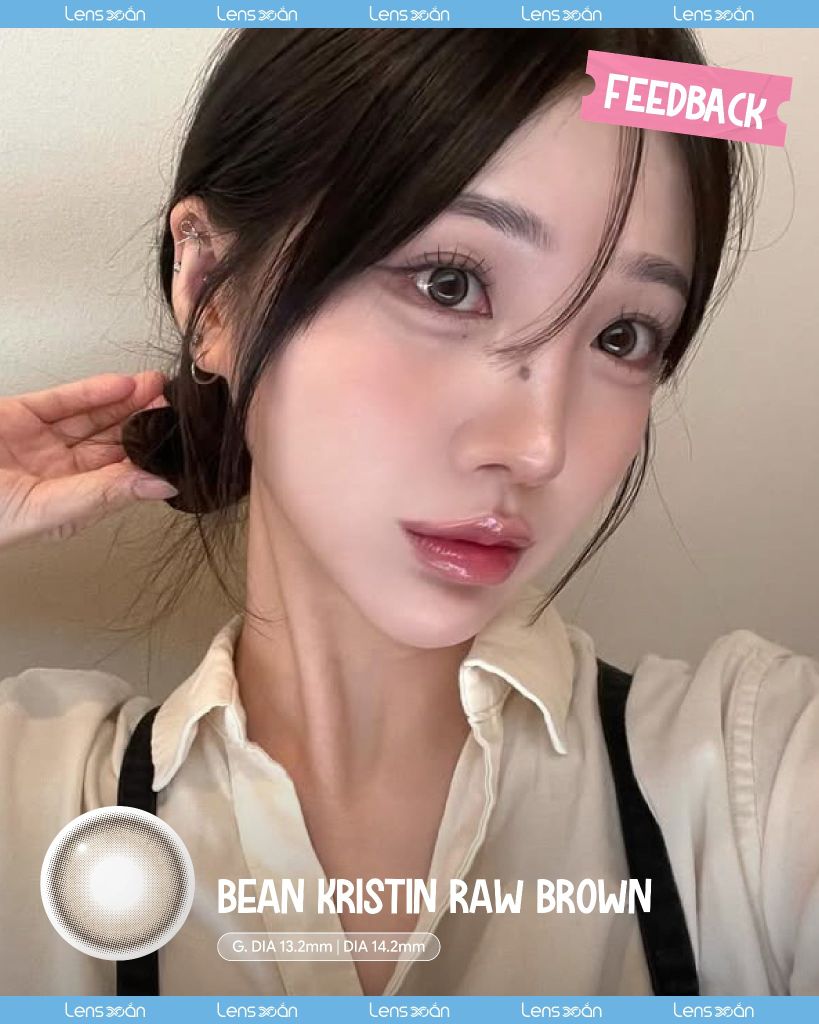 Bean Kristin Raw Brown – Lens nâu vàng hạt dẻ trong veo 1 ngày cho mắt nhạy cảm