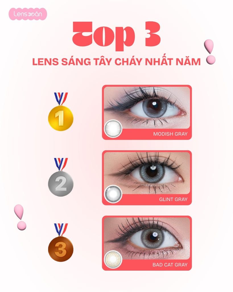 top 3 màu lens theo nhu cầu được yêu thích nhất năm 2025