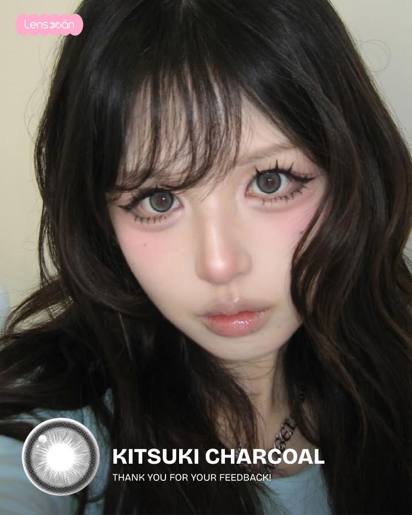 Kitsuki Charcoal MYFIPN lens xám giãn tròng 14.5 chính hãng Lens Xoắn