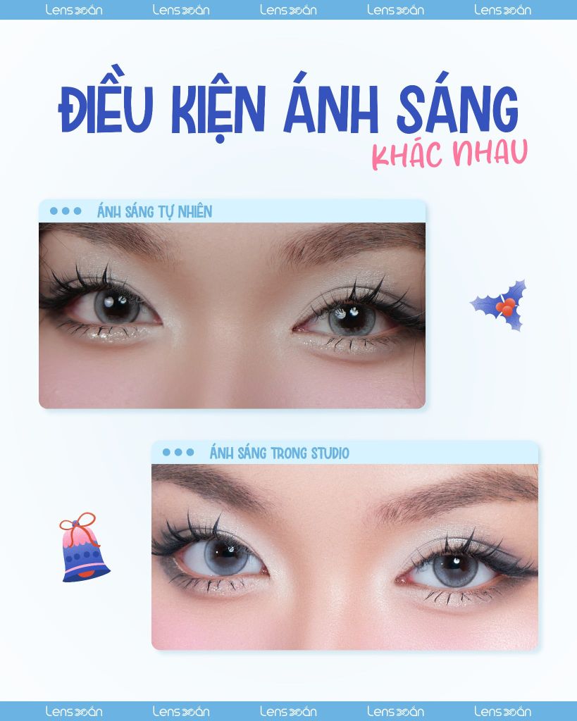 Modish Gray OLOLA – Lens xám kim loại ánh xanh pastel long lanh, bắt sáng cá tính