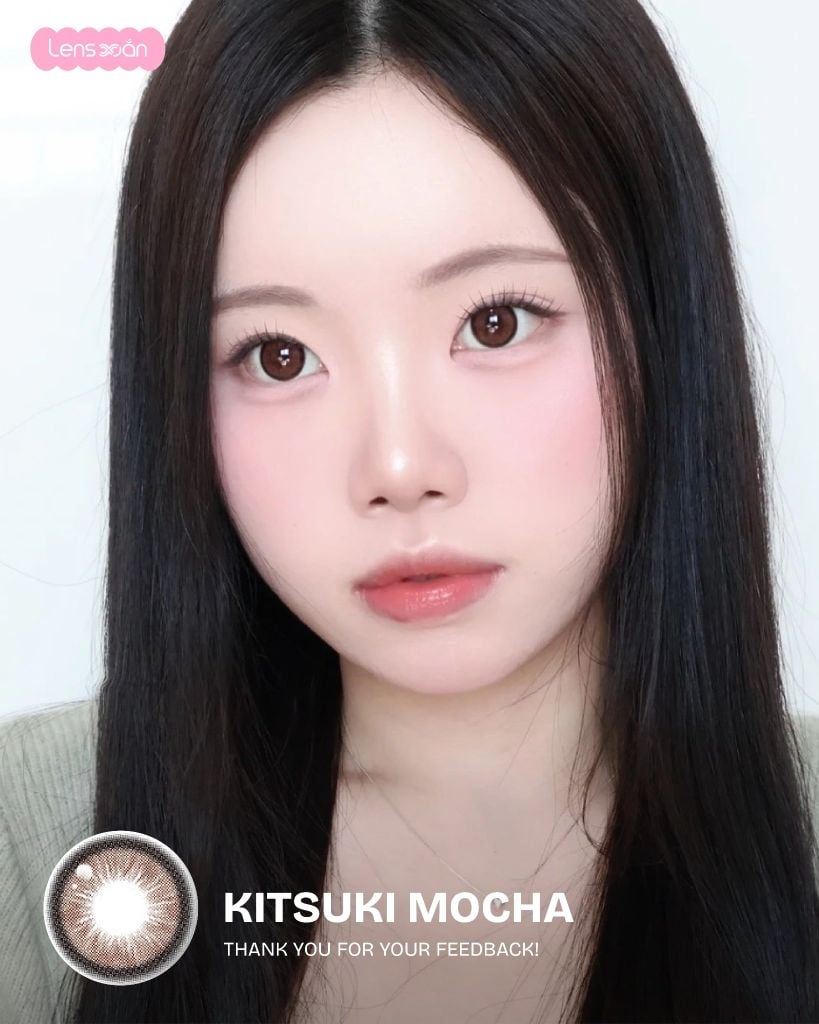 Kitsuki Mocha MYFIPN lens nâu mocha giãn tròng 14.5 chính hãng Lens Xoắn