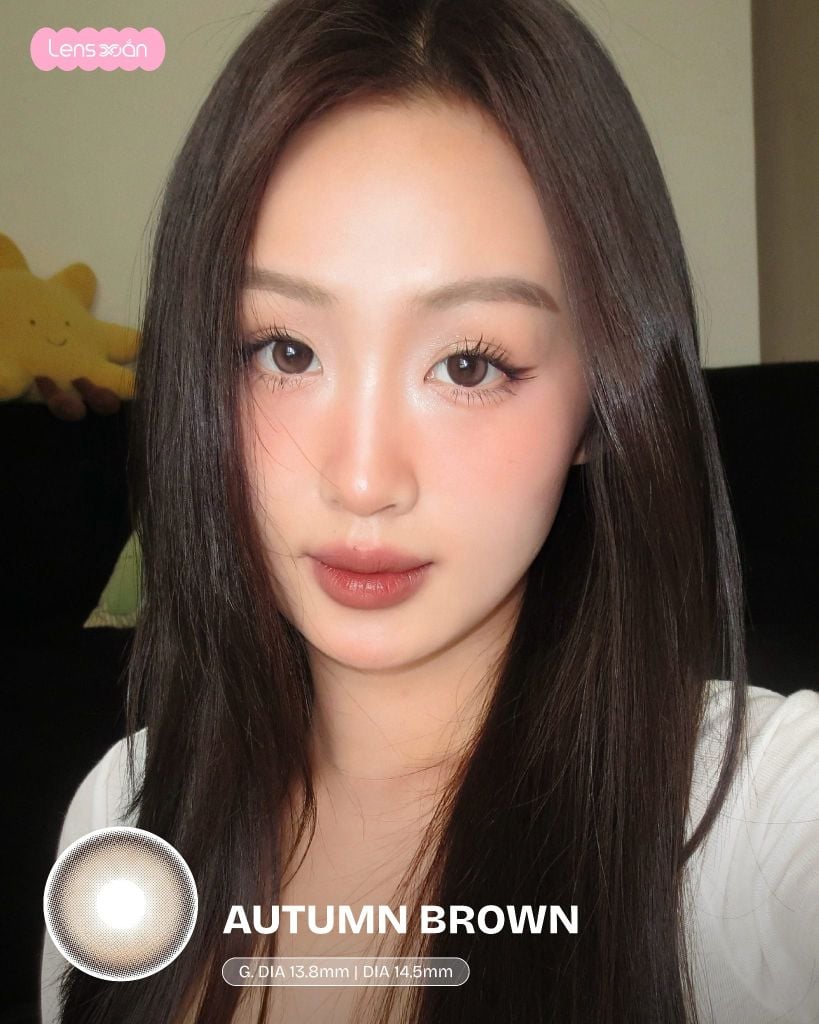 Lens Autumn Brown B.S.COR nâu vàng highlight trong trẻo trên mắt thật