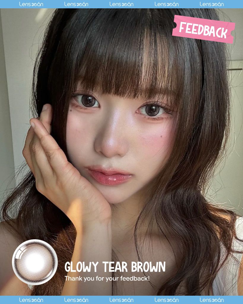 Glowy Tear Brown OLENS 1 tháng chất liệu Puscon tone nâu hồng khói