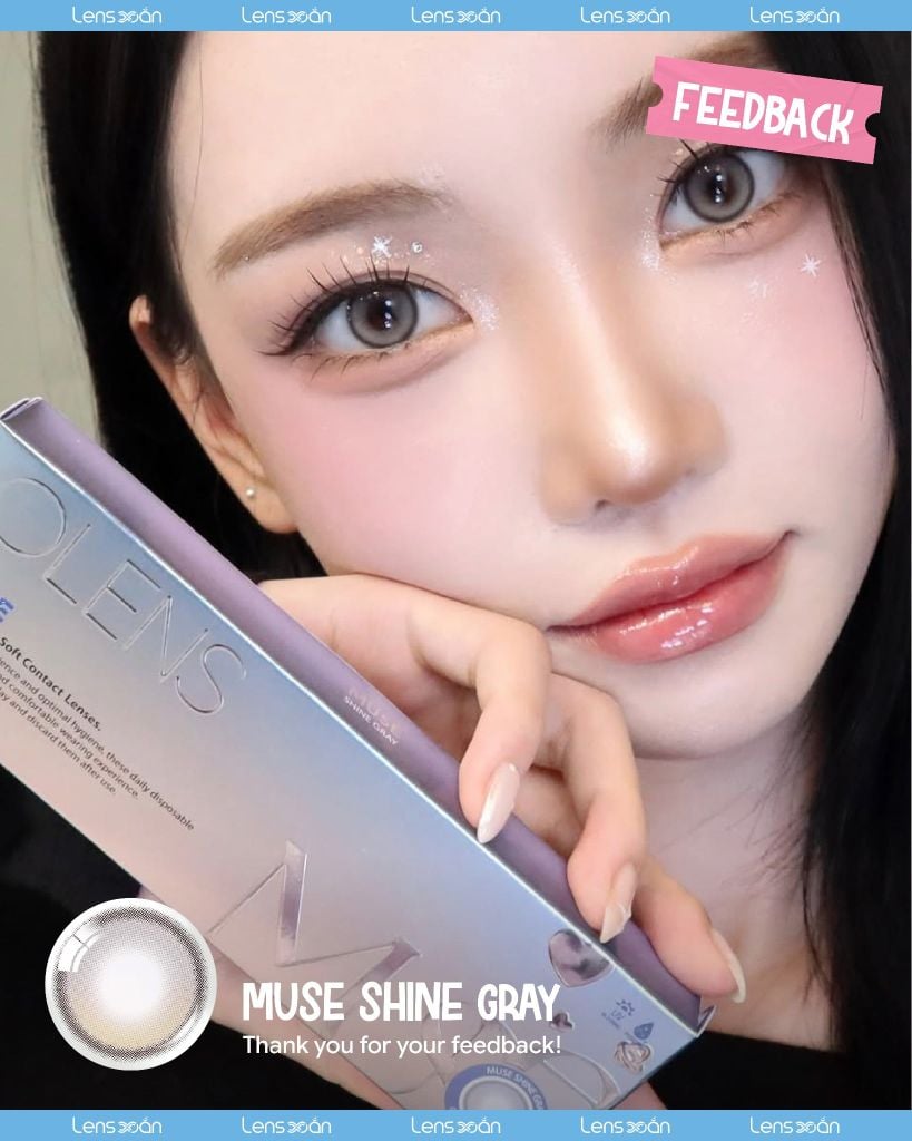 Muse Shine Gray OLENS – Lens xám khói dịu nhẹ chất liệu Puscon tại Lens Xoắn