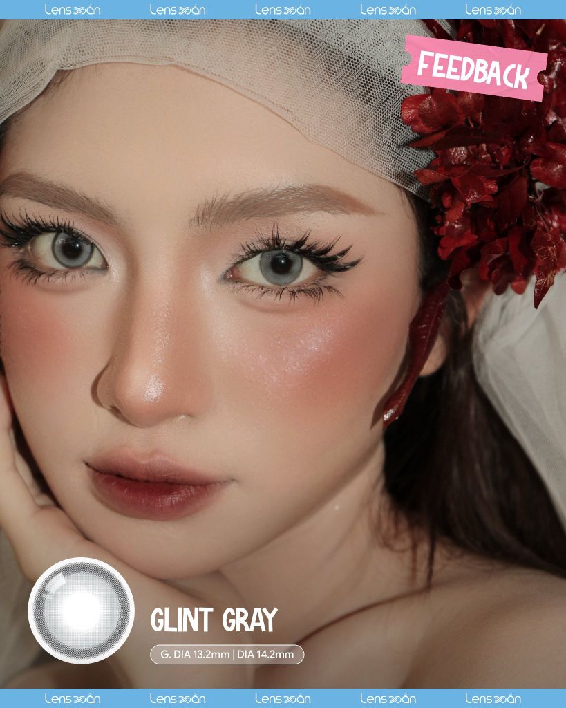 Lens Glint Gray Olola 1 ngày xám trắng sáng tây viền đậm cá tính