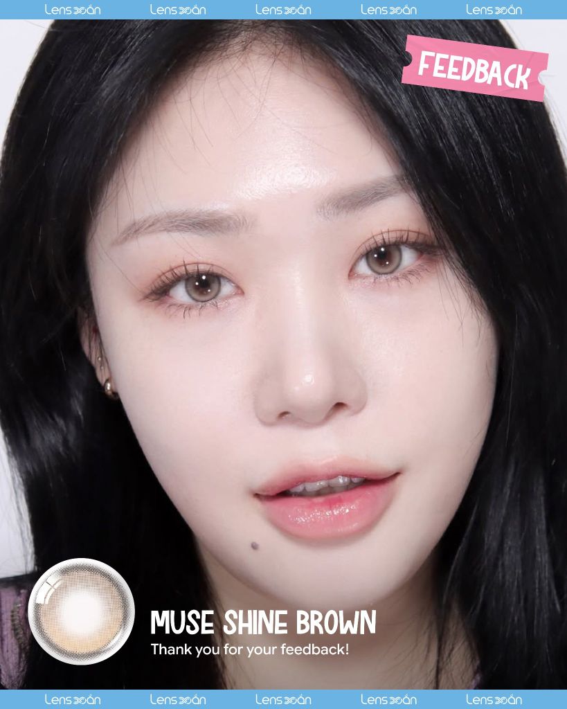 Review Muse Shine Brown OLENS nâu lạnh highlight đeo mắt thật tự nhiên