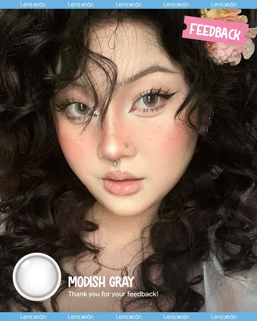 Modish Gray OLOLA – Lens xám kim loại ánh xanh pastel long lanh, bắt sáng cá tính