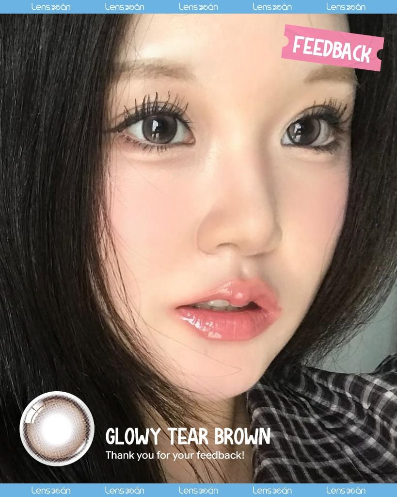 Glowy Tear Brown OLENS 1 tháng chất liệu Puscon tone nâu hồng khói