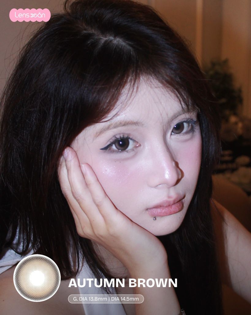 Lens Autumn Brown B.S.COR nâu vàng highlight trong trẻo trên mắt thật